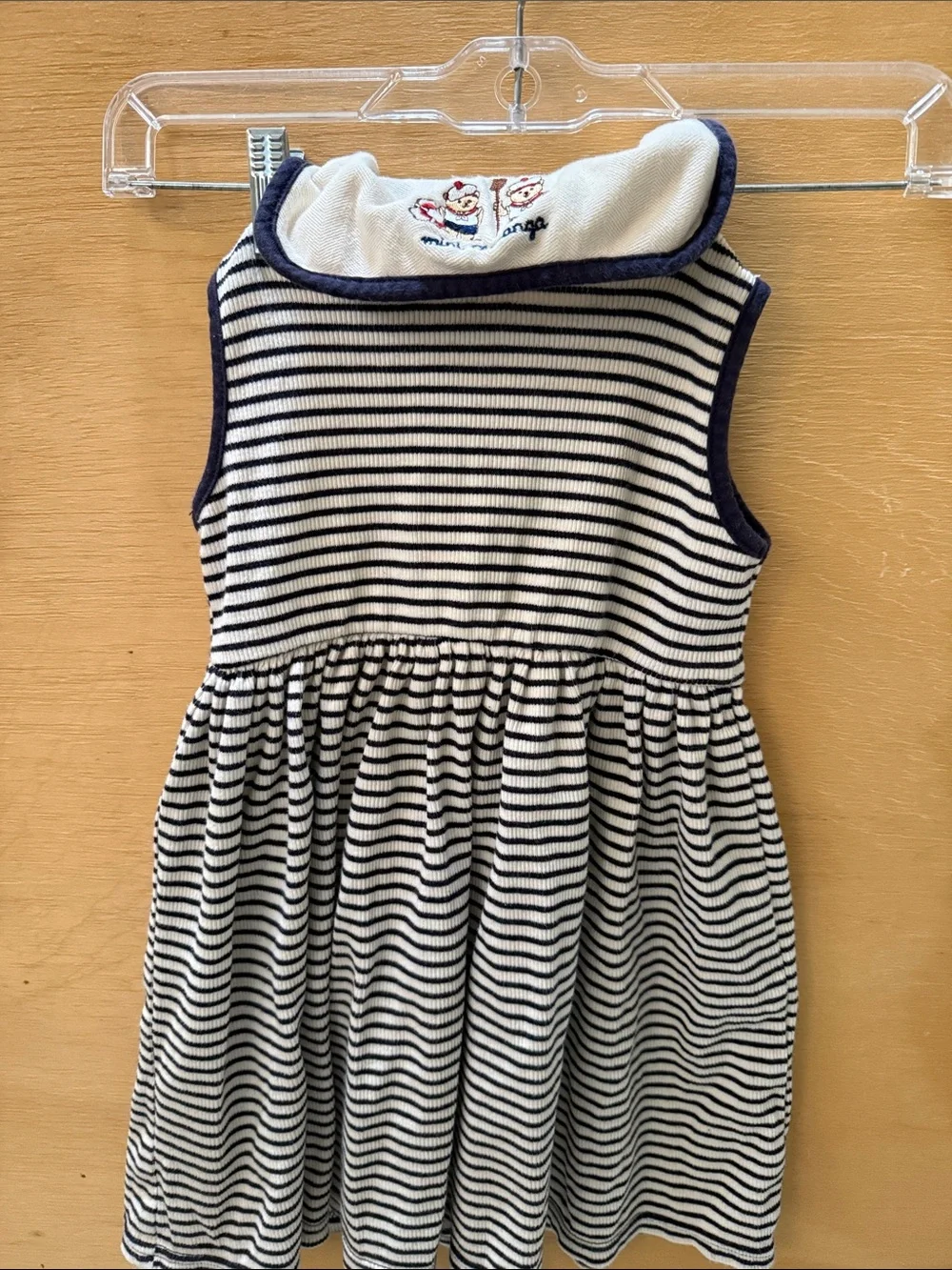Mini CHARANGA Striped Navy and White Sleeveless Cotton Dress for Girls